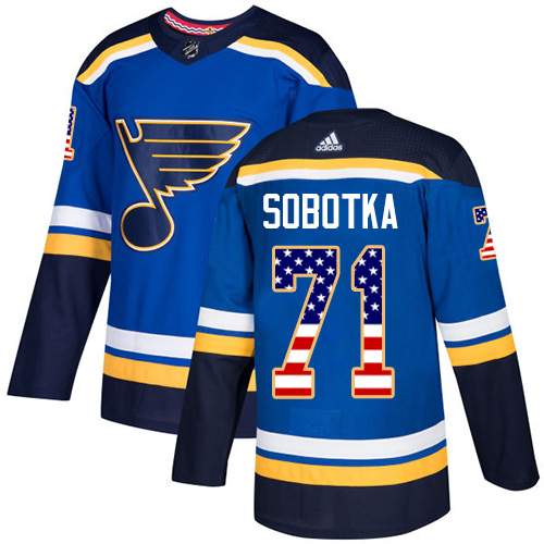 Adidas Blues #71 Vladimir Sobotka Blue Home Authentic USA Flag Stitched NHL Jersey - Click Image to Close